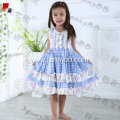 New design blue and white checked dress